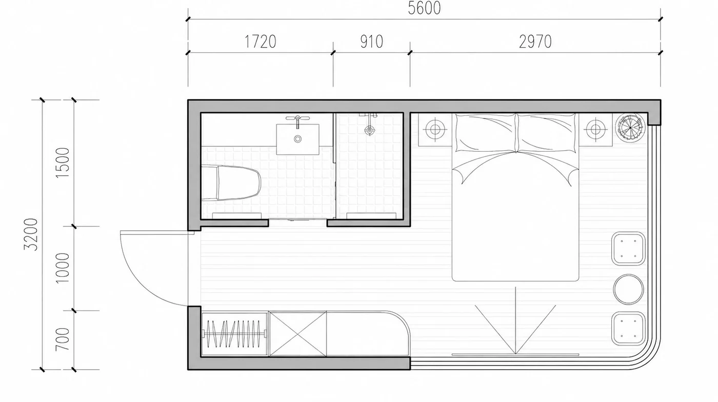 A-18B modular house floor plan 5600 by 3200 mm
