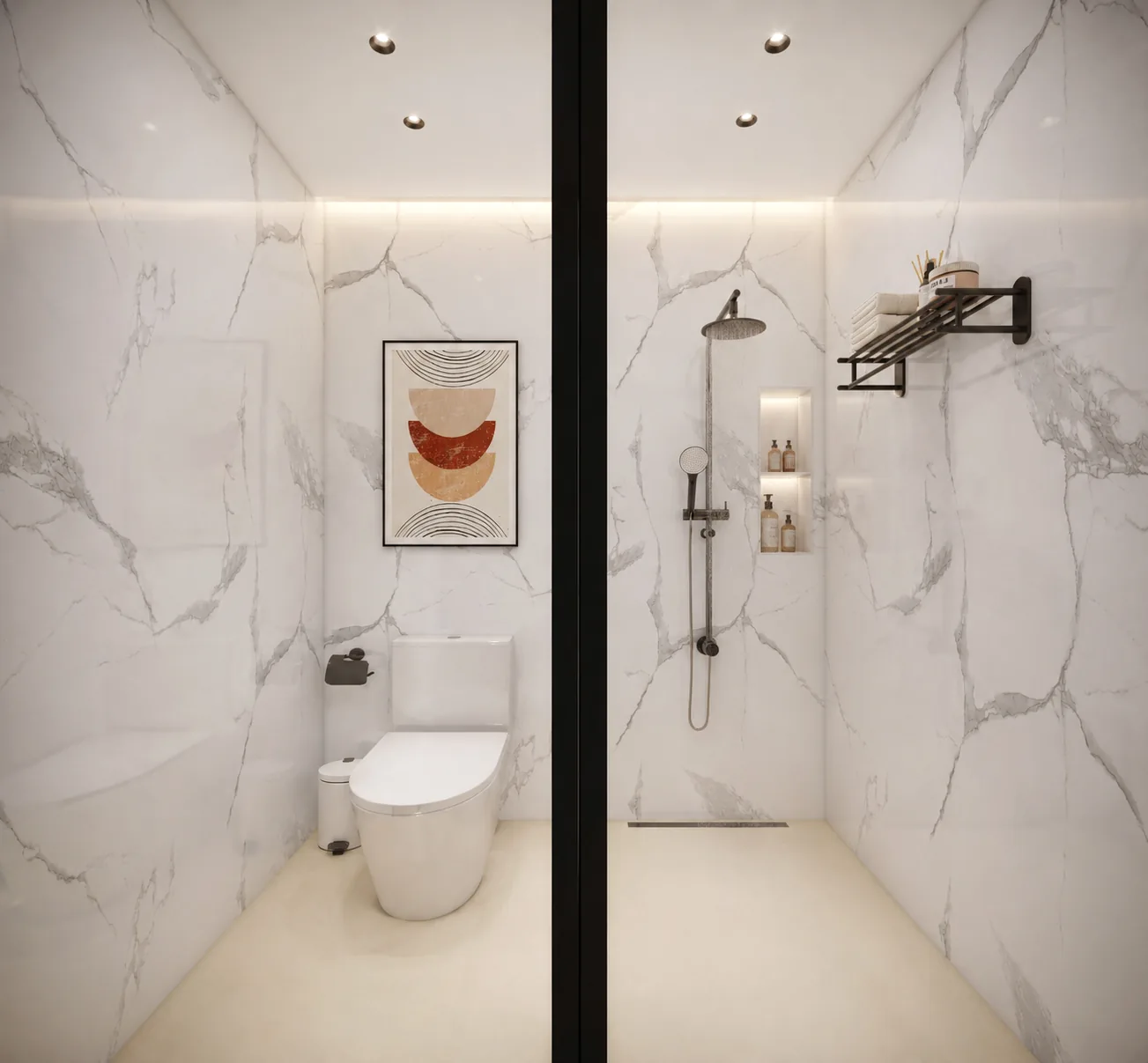 Bathroom interior of Spain modular house project