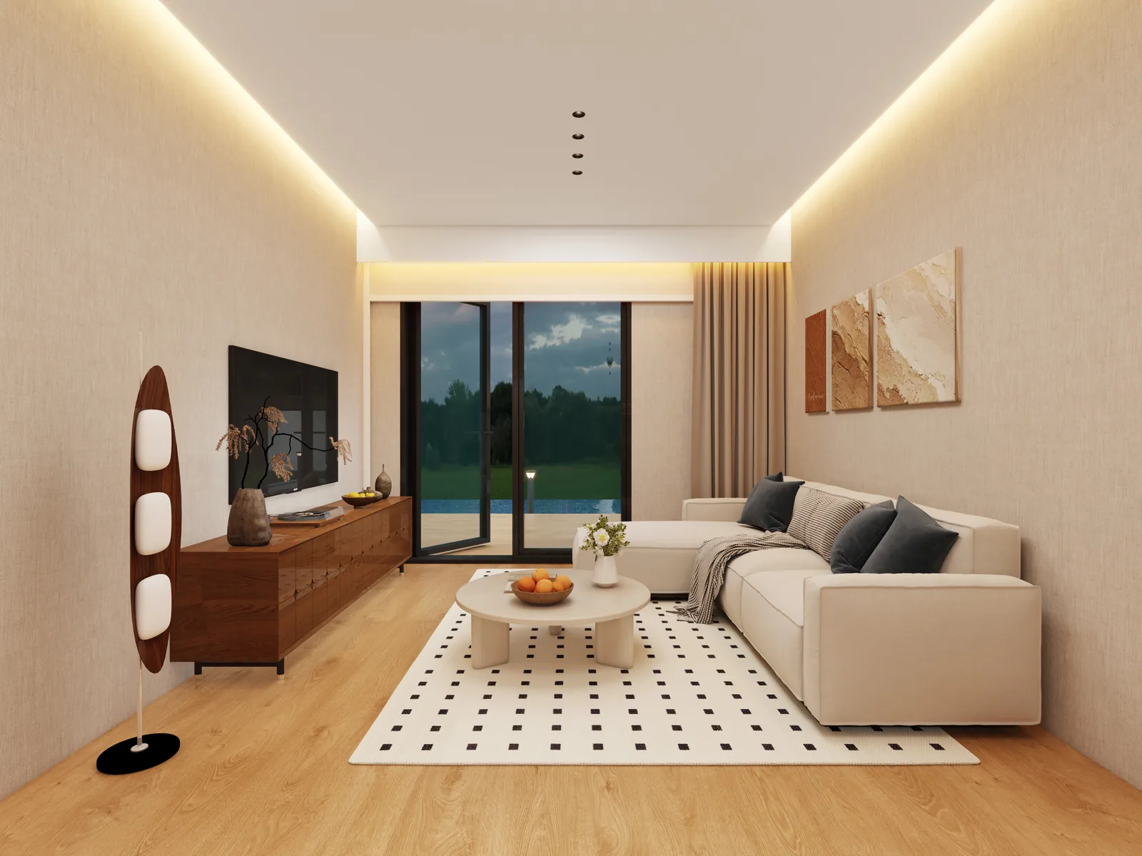 Living room interior of Spain modular house project