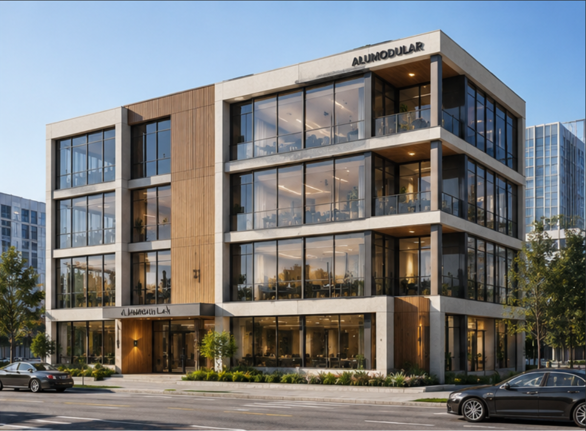 Commercial modular building for office and retail use